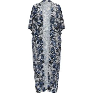 Icon Swim Womens Blue Black Animal Print Snakeskin Kimono Duster Cover Up Small